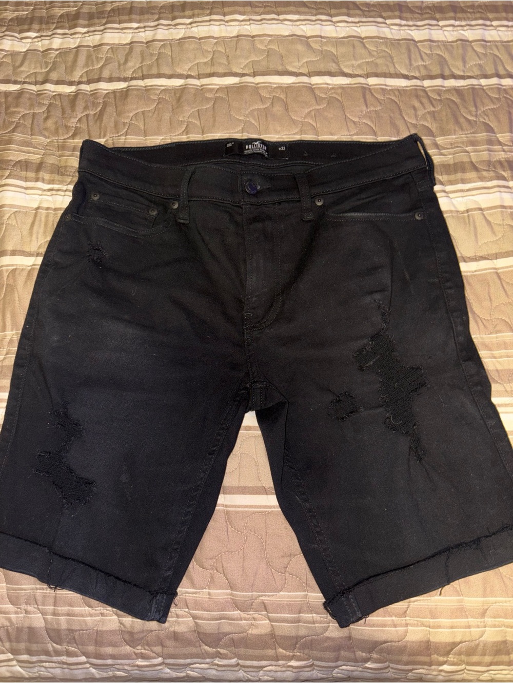 Hollister Black Distressed Denim Jean Shorts